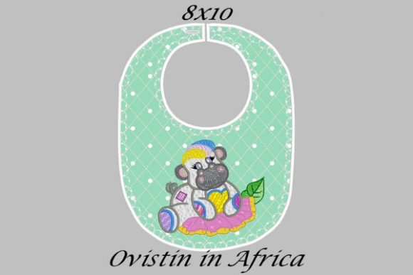 A Cute Green Baby Hippo Bib Embroidery Design Review