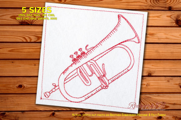 Flugelhorn Embroidery: A Brass Instrument Charm