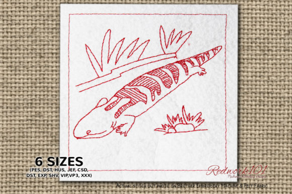 Squamata Redwork: A Reptilian Twist for Holiday Embroidery